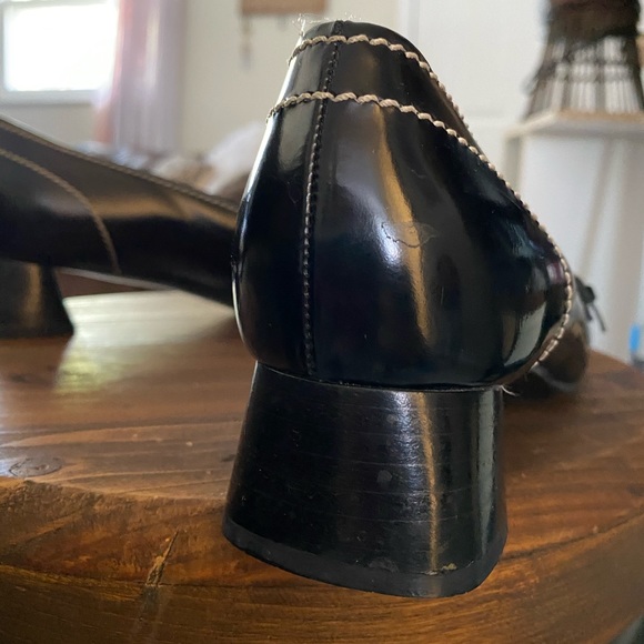 Prada Square Toe Loafer; Chunky Kitten Heel - Picture 5 of 5